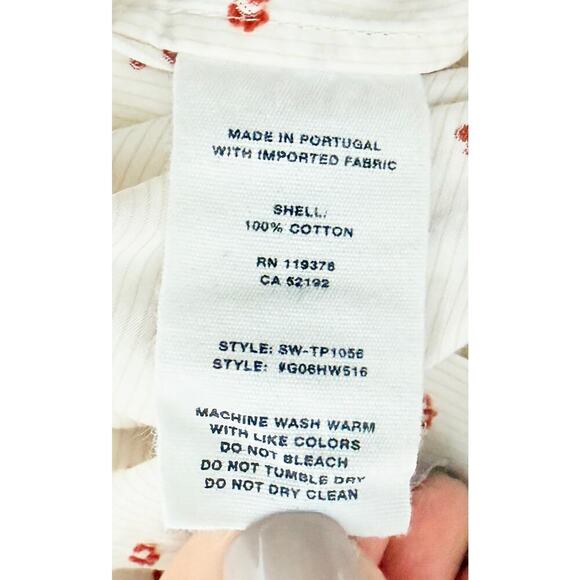 Helmut Lang Womens Button Cotton Up Blouse Cream White Stripe Red Fil Coupe Dots - Picture 8 of 11